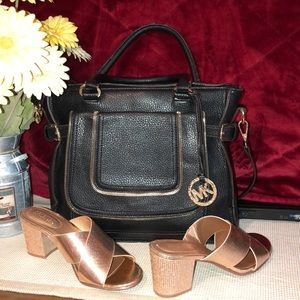 Black soft leather with Gold accents